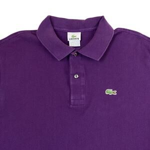 Lacoste Mens Polo Shirt Short Sleeve Size 7 XXL Purple Signature Logo Preppy